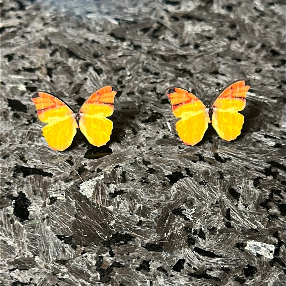 Yellow butterfly earrings